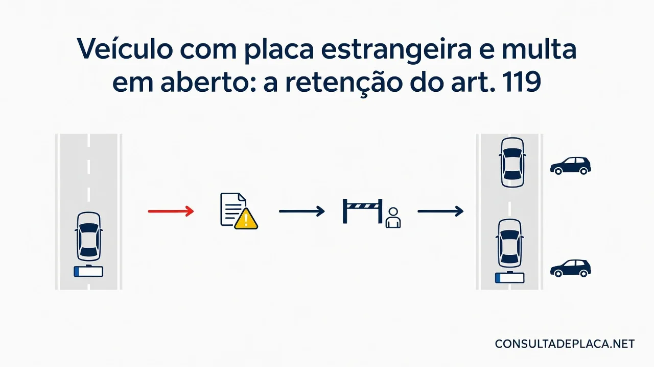Veículo com placa estrangeira e multa em aberto: a retenção do art. 119 do CTB