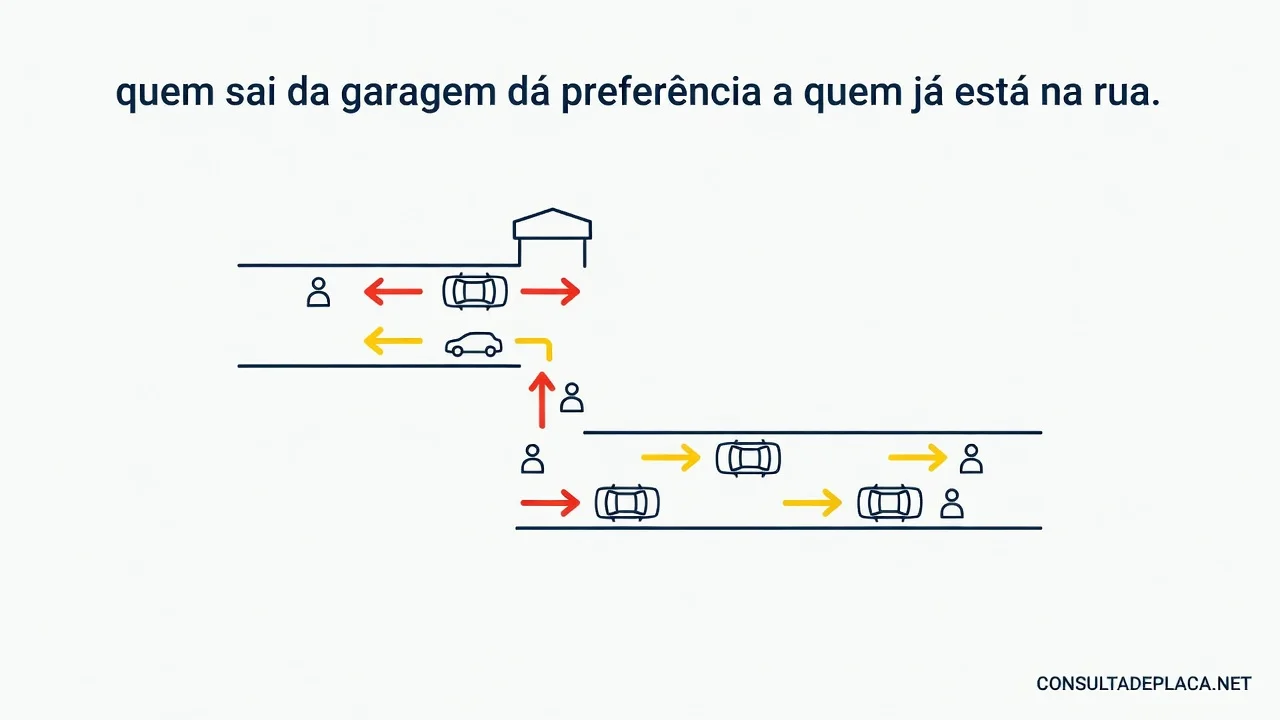 Artigo 36 do CTB: quem sai da garagem dá preferência a quem já está na rua