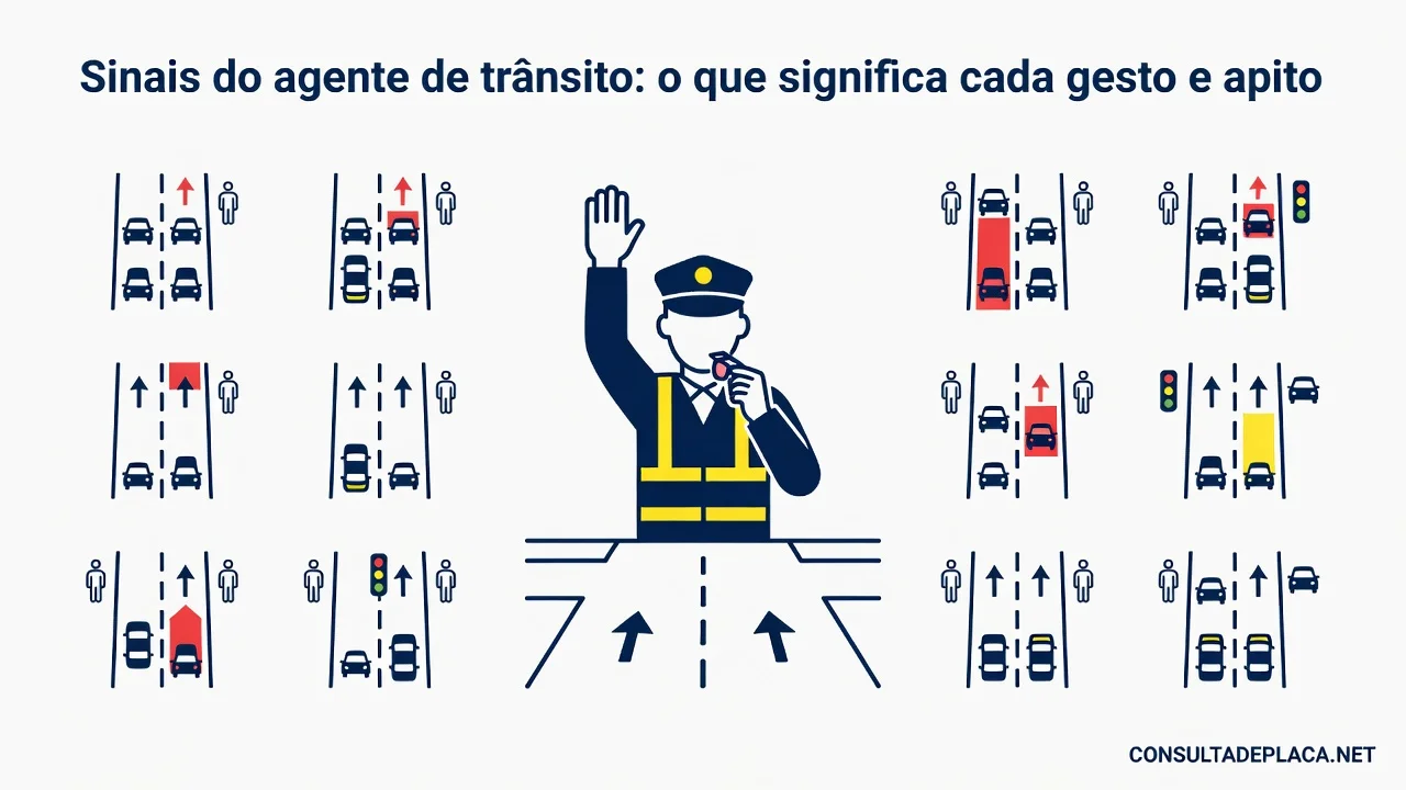 Sinais do agente de trânsito: o que significa cada gesto e apito