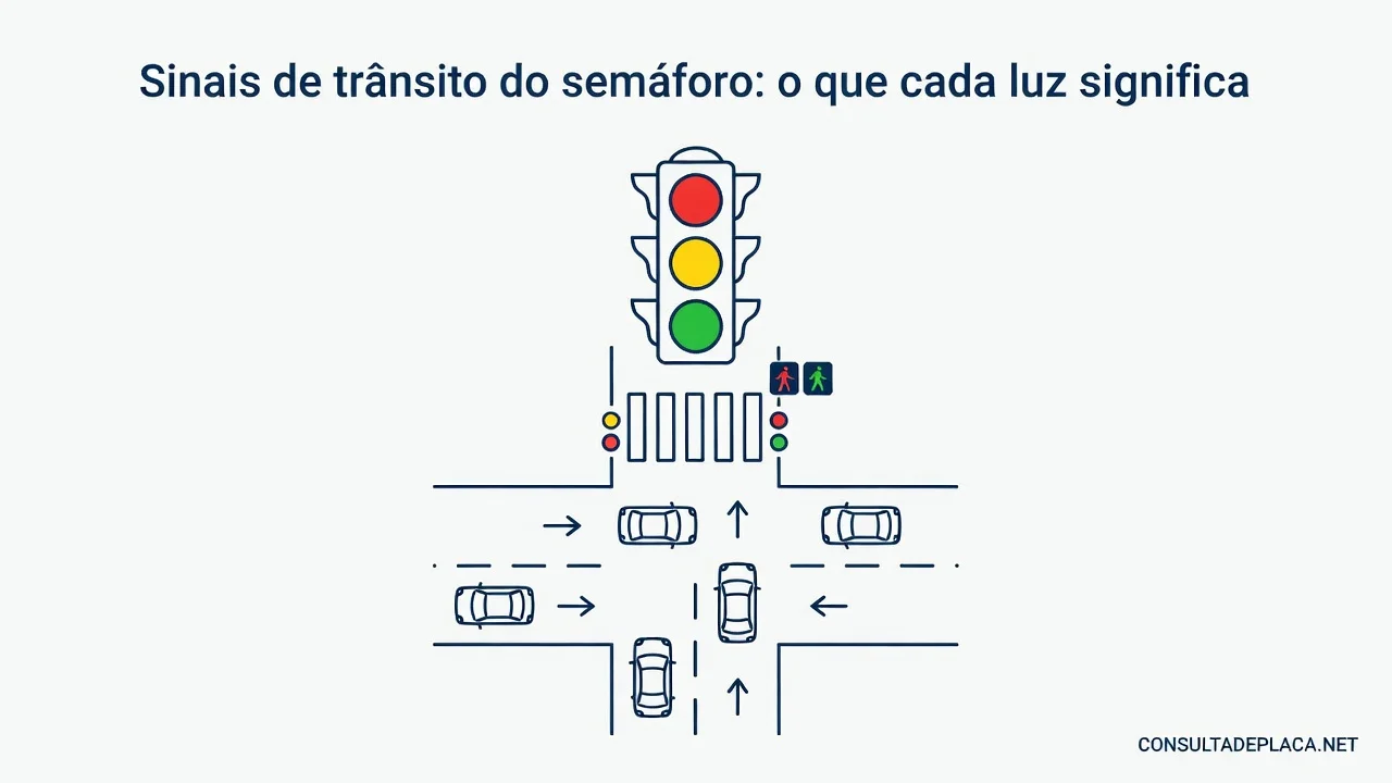 Sinais de trânsito do semáforo: o que cada luz significa