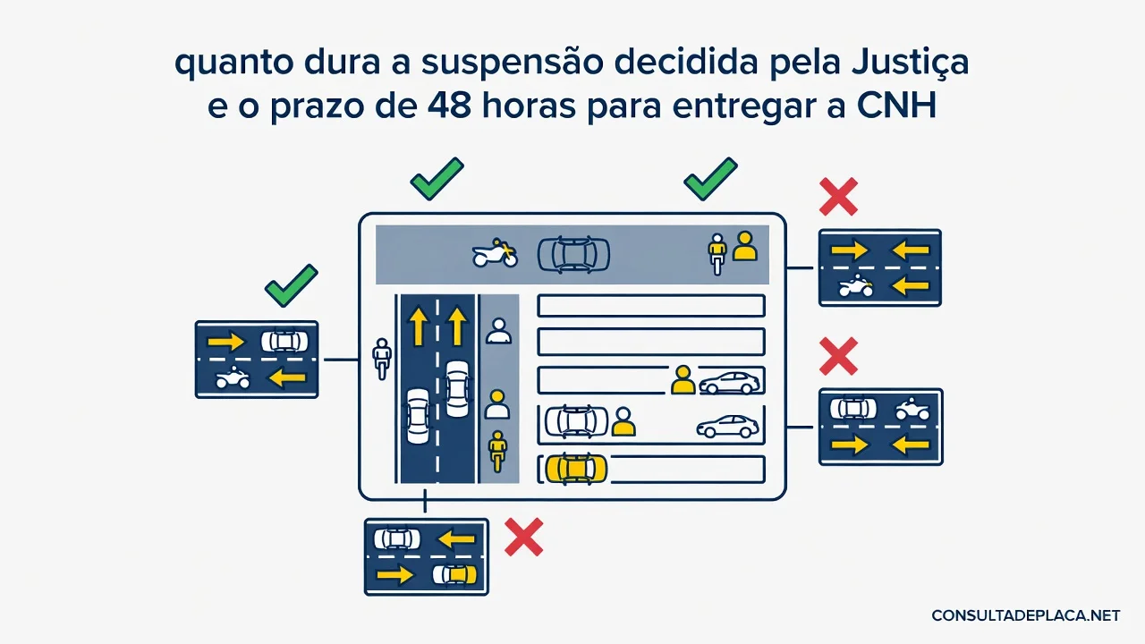 Artigo 293 do CTB: quanto dura a suspensão decidida pela Justiça e o prazo de 48 horas para entregar a CNH