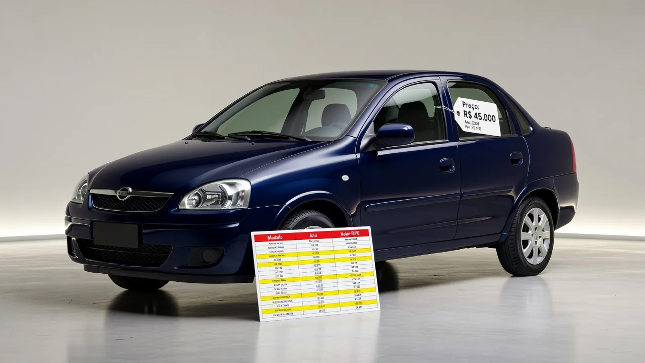 Tabela FIPE corsa-sedan 2026: Preços por Ano e Como Consultar pela Placa
