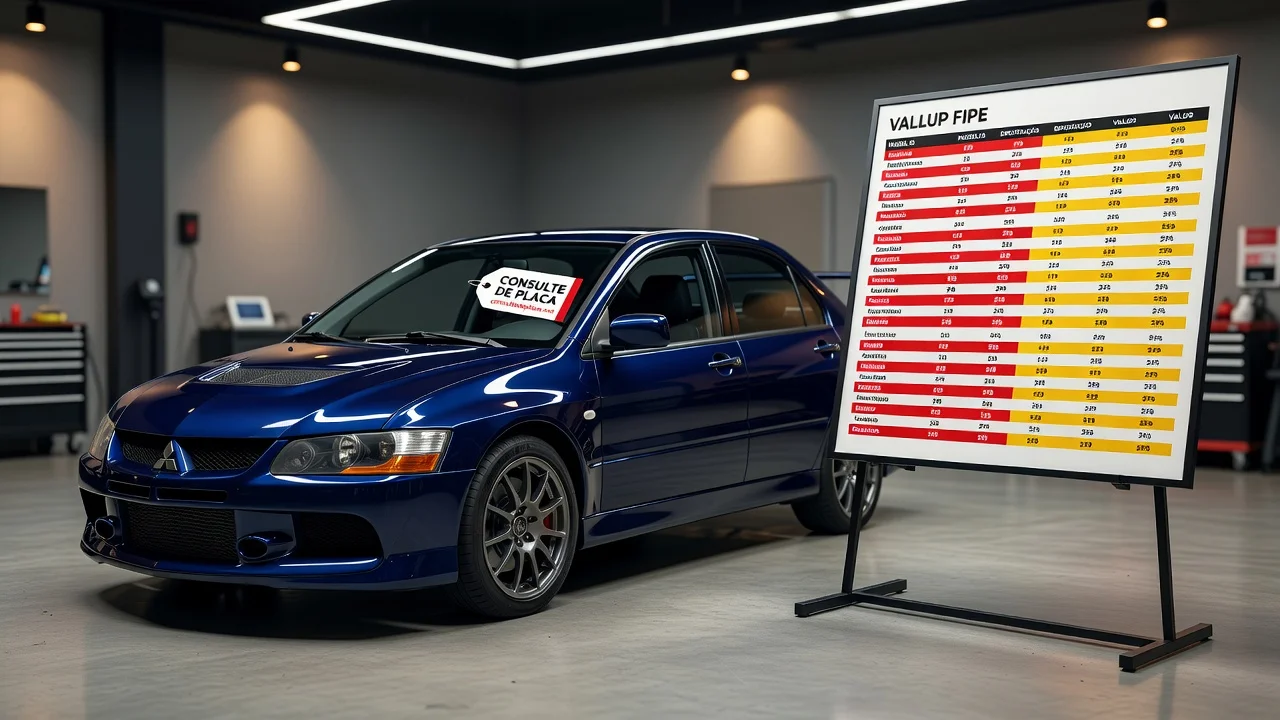Tabela FIPE Lancer Evolution 2026: Preços por Ano e Como Consultar pela Placa