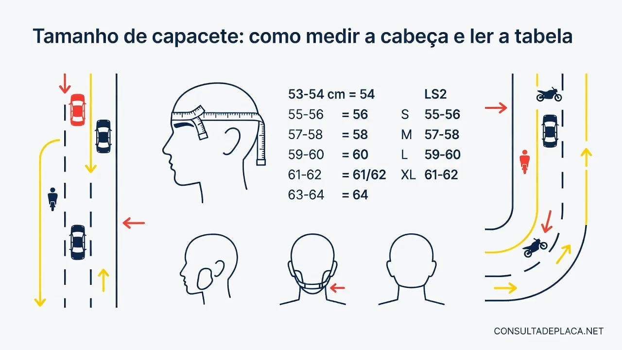 Tamanho de capacete: como medir a cabeça e ler a tabela