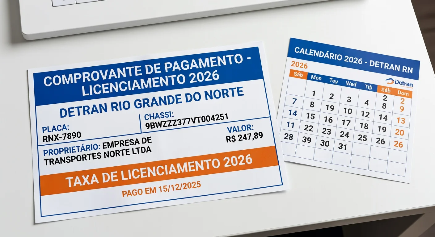 Taxa de Licenciamento RN 2026: Valor e Como Pagar