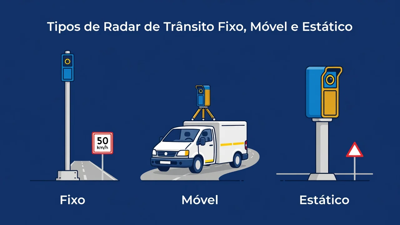 Tipos de Radar de Trânsito Fixo Movel e Estático