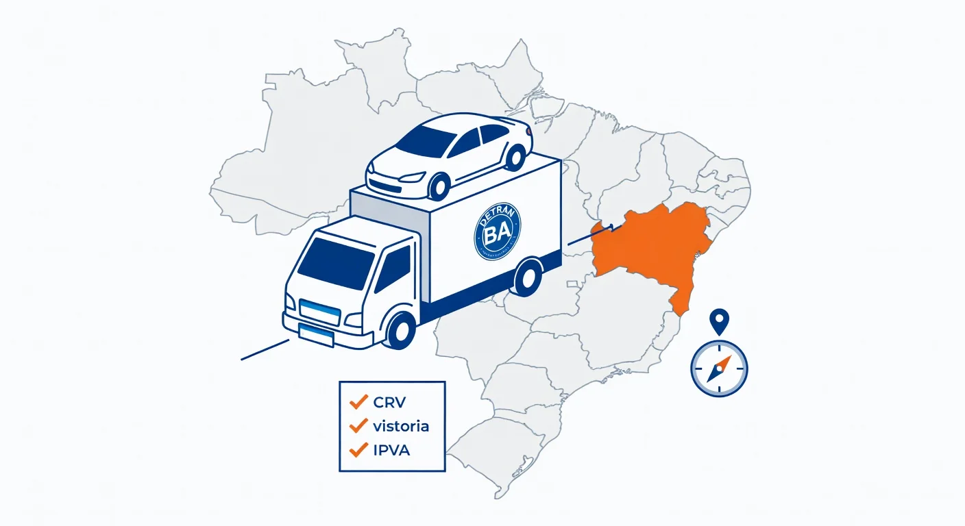 Transferir carro para Bahia 2026: documentos, taxas e passo a passo