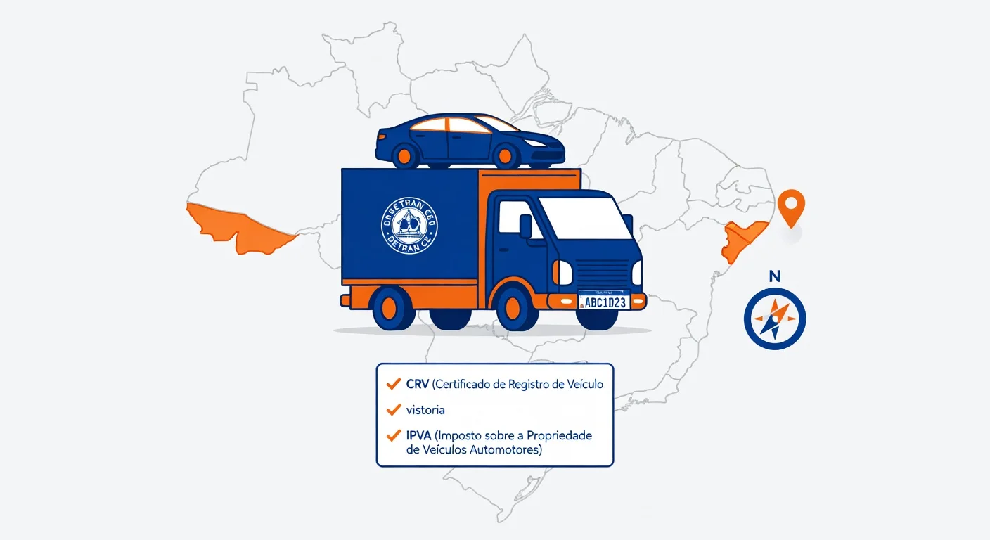 Transferir carro para Ceará 2026: documentos, taxas e passo a passo
