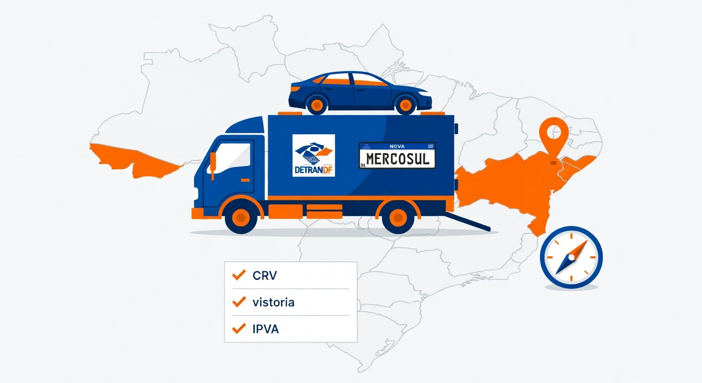 Transferir carro para Distrito Federal 2026: documentos, taxas e passo a passo