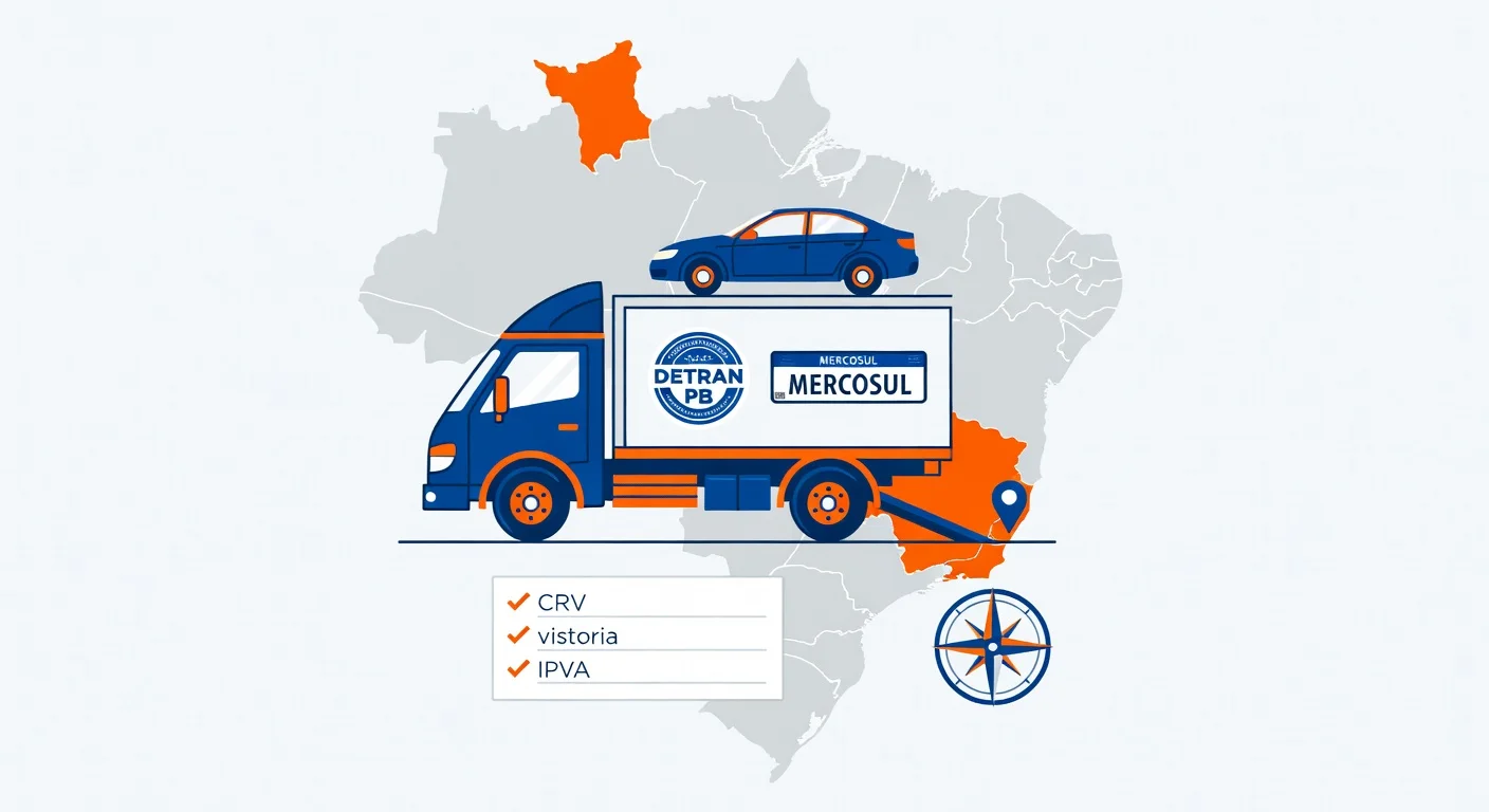 Transferir carro para Paraíba 2026: documentos, taxas e passo a passo