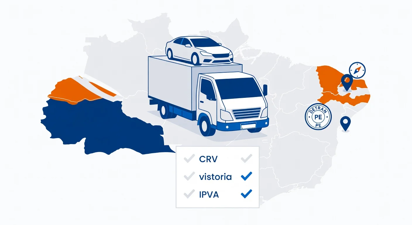 Transferir carro para Pernambuco 2026: documentos, taxas e passo a passo