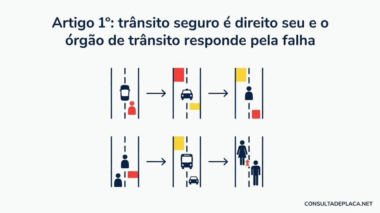 Artigo 1º do CTB: trânsito seguro é direito seu e o órgão de trânsito responde pela falha