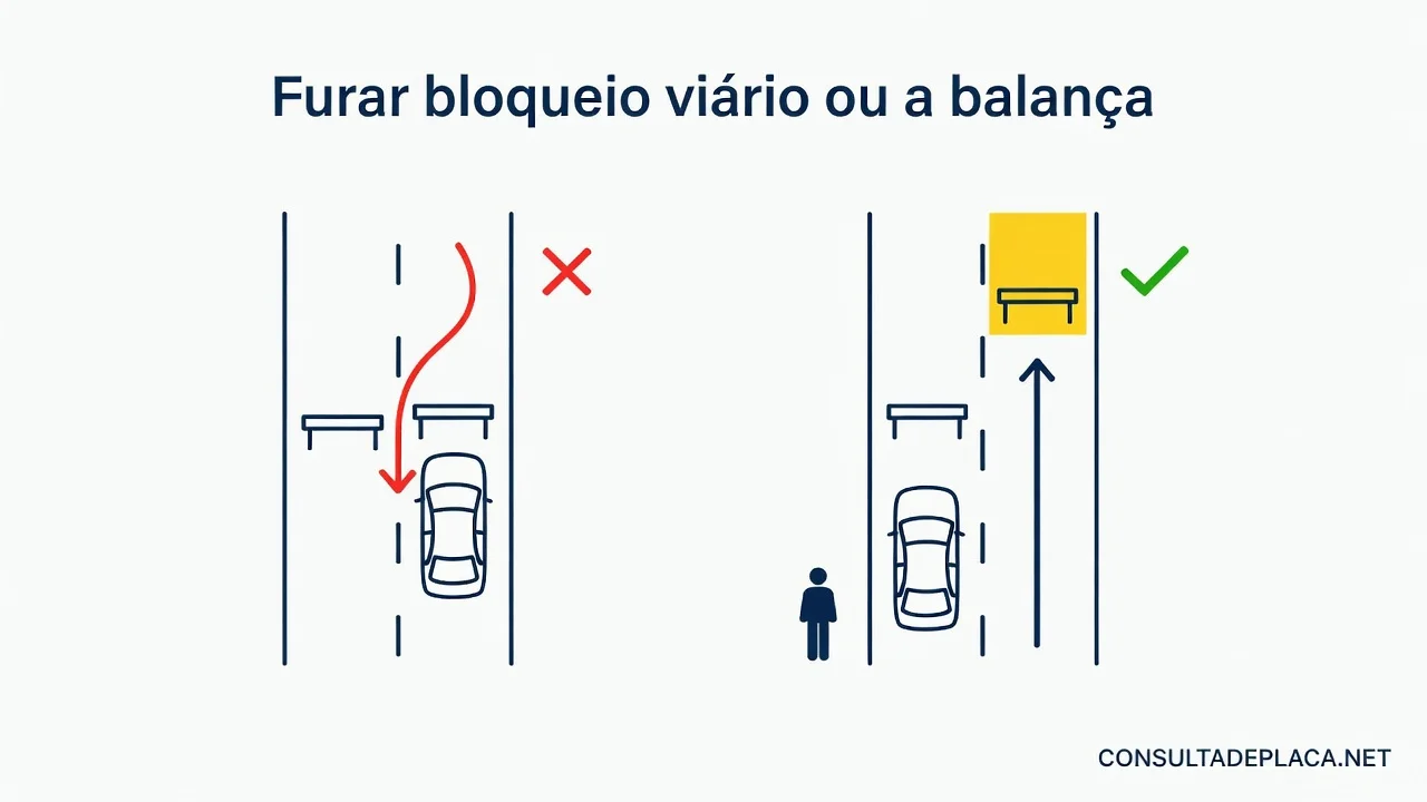 Furar bloqueio viário ou a balança: artigo 209 do CTB