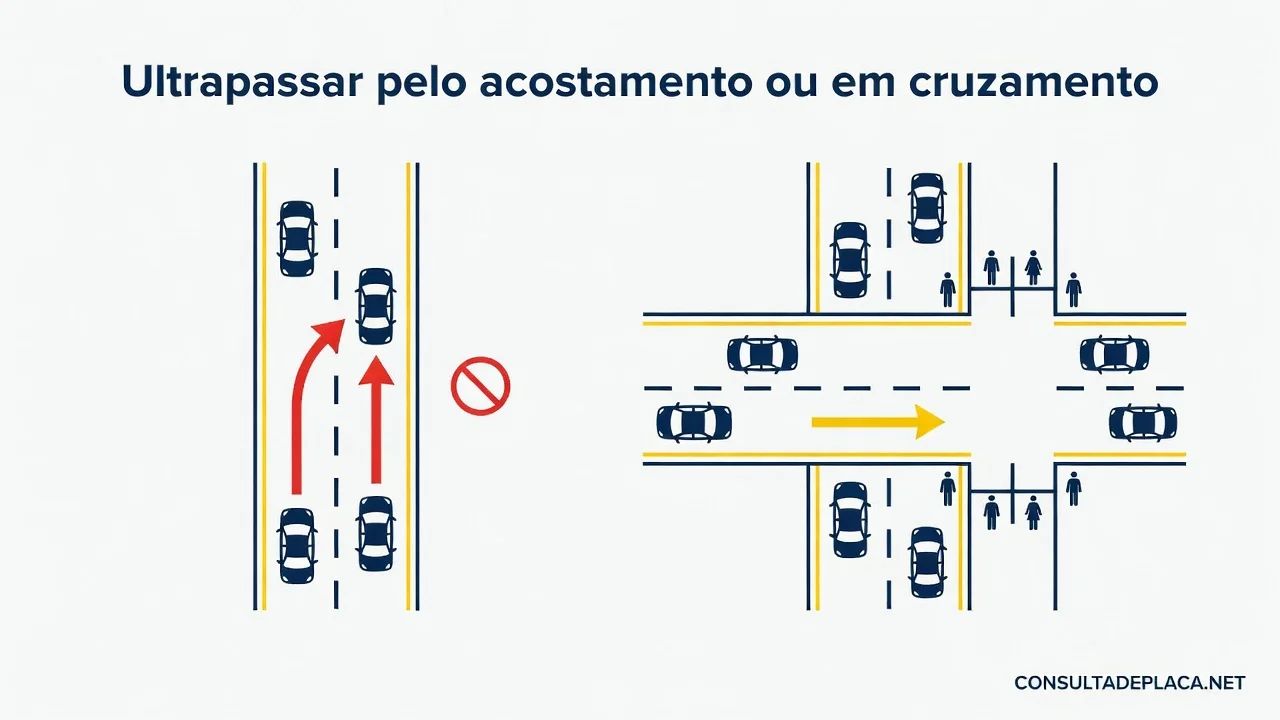 Ultrapassar pelo acostamento ou em cruzamento: artigo 202 do CTB