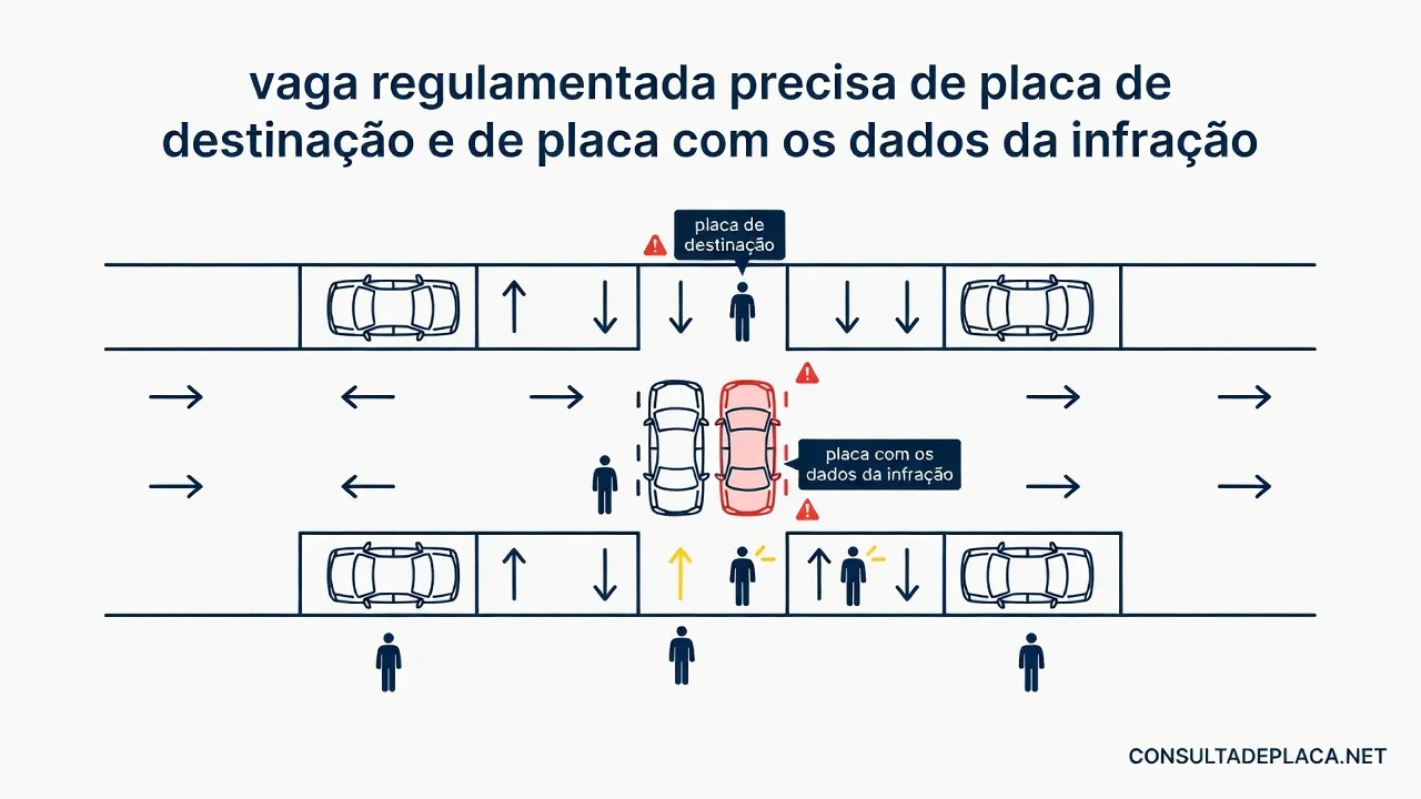 Artigo 86-A do CTB: vaga regulamentada precisa de placa de destinação e de placa com os dados da infração