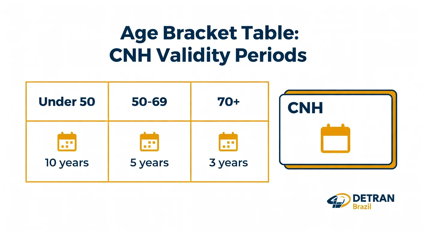 Validade da CNH por idade 2026: tabela completa