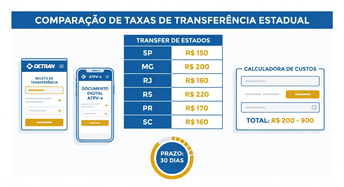Quanto custa transferência de veículo 2026: taxas por estado