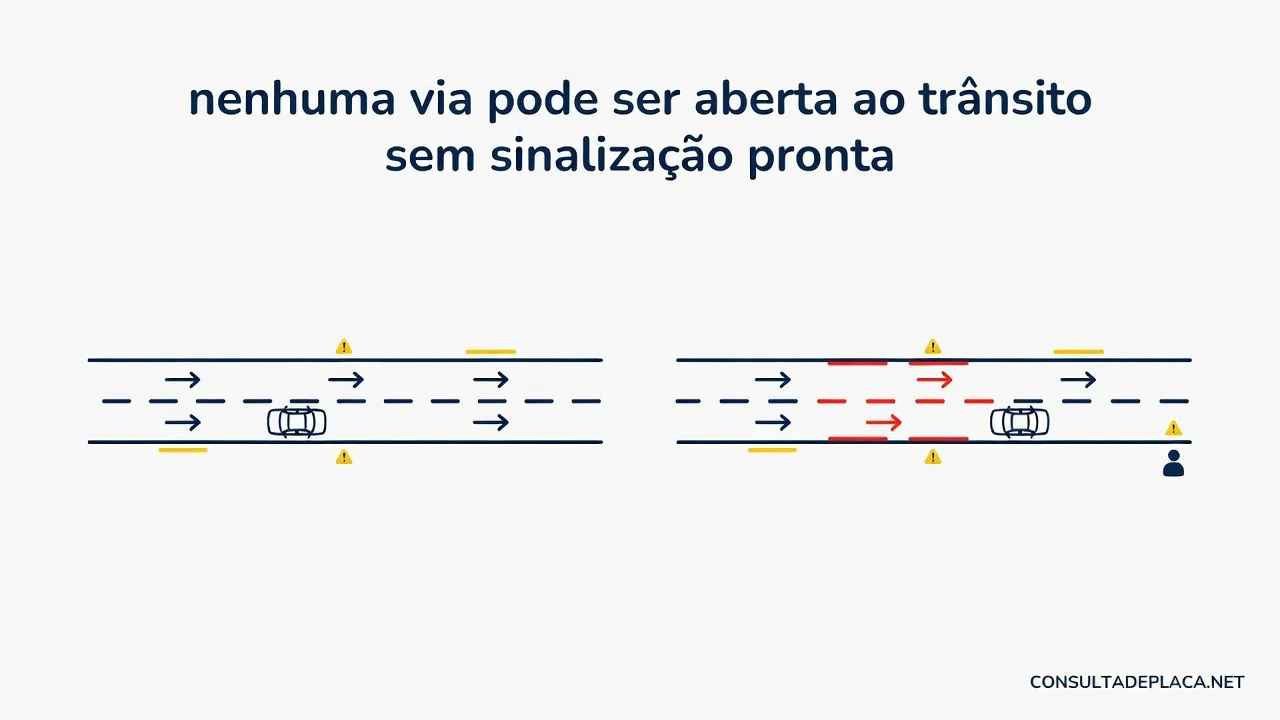Artigo 88 do CTB: nenhuma via pode ser aberta ao trânsito sem sinalização pronta