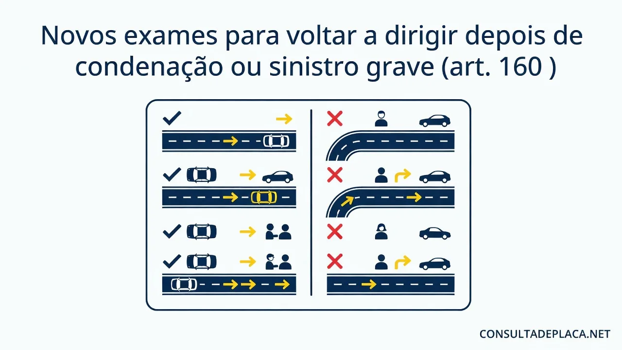 Novos exames para voltar a dirigir depois de condenação ou sinistro grave (art. 160 do CTB)